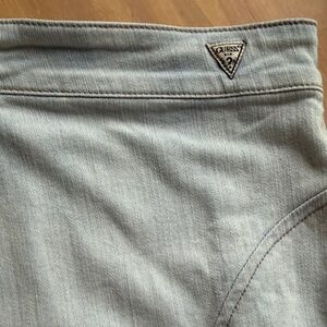 Guess Light Blue Distressed Denim zip up Skirt